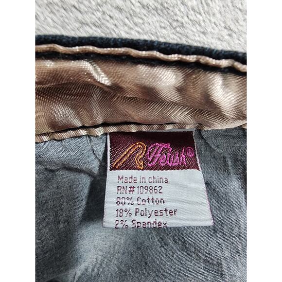 Vintage Fetish Low Rise Flare Leg Denim Jeans Size 13/14 Blue Dark Wash Stretch - Picture 9 of 13